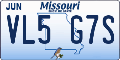 MO license plate VL5G7S