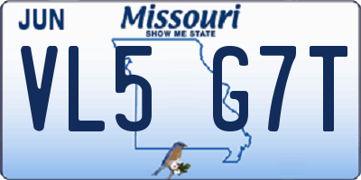 MO license plate VL5G7T