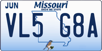MO license plate VL5G8A