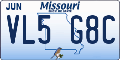 MO license plate VL5G8C