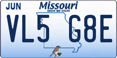 MO license plate VL5G8E