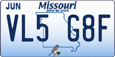 MO license plate VL5G8F