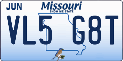 MO license plate VL5G8T