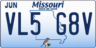 MO license plate VL5G8V