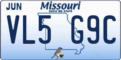MO license plate VL5G9C