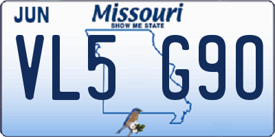 MO license plate VL5G9O