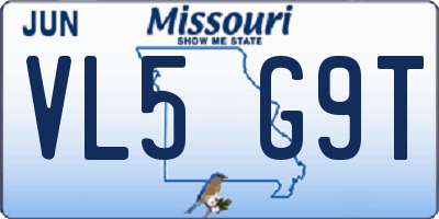 MO license plate VL5G9T