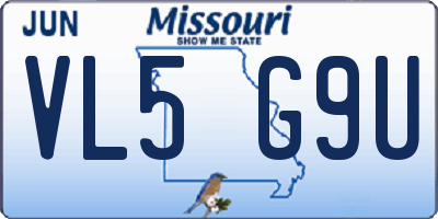 MO license plate VL5G9U