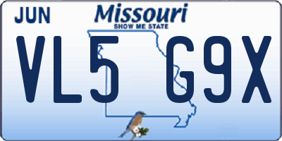 MO license plate VL5G9X