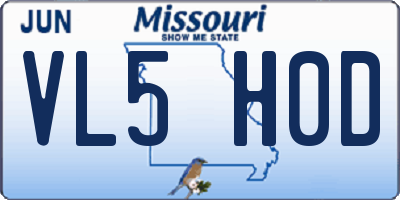 MO license plate VL5H0D