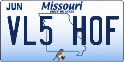 MO license plate VL5H0F