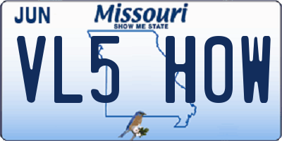 MO license plate VL5H0W