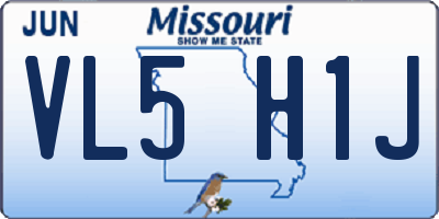 MO license plate VL5H1J