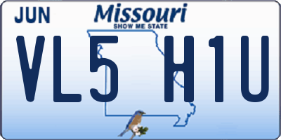 MO license plate VL5H1U
