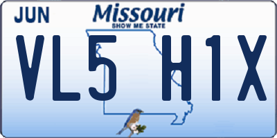 MO license plate VL5H1X