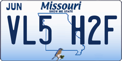 MO license plate VL5H2F