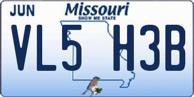 MO license plate VL5H3B