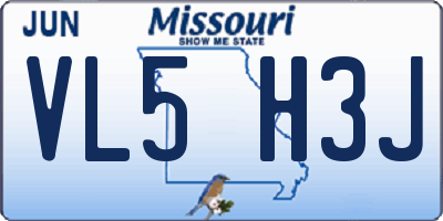 MO license plate VL5H3J
