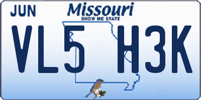MO license plate VL5H3K