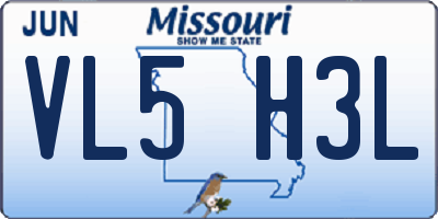 MO license plate VL5H3L
