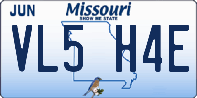 MO license plate VL5H4E