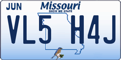 MO license plate VL5H4J