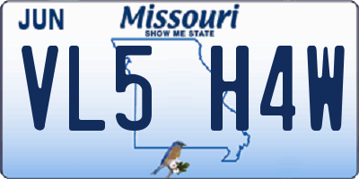 MO license plate VL5H4W