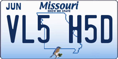 MO license plate VL5H5D