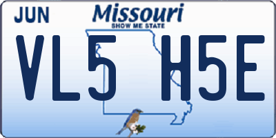 MO license plate VL5H5E