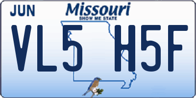 MO license plate VL5H5F