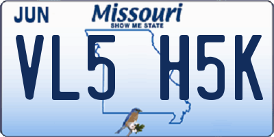 MO license plate VL5H5K