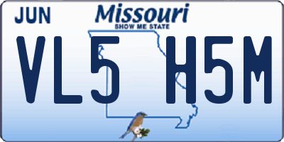 MO license plate VL5H5M
