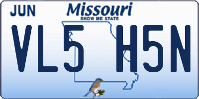MO license plate VL5H5N