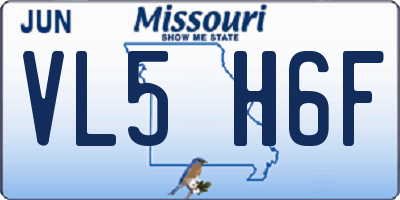MO license plate VL5H6F