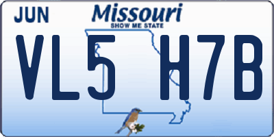 MO license plate VL5H7B