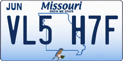 MO license plate VL5H7F