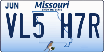 MO license plate VL5H7R