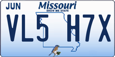 MO license plate VL5H7X