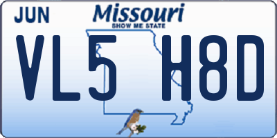 MO license plate VL5H8D