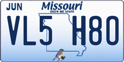 MO license plate VL5H8O