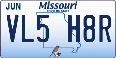 MO license plate VL5H8R