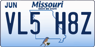 MO license plate VL5H8Z