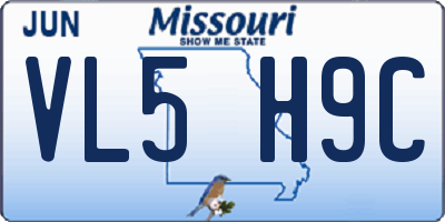 MO license plate VL5H9C