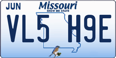 MO license plate VL5H9E