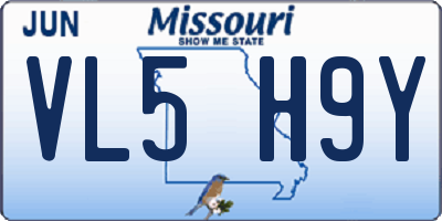 MO license plate VL5H9Y