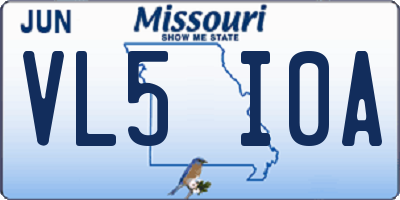 MO license plate VL5I0A