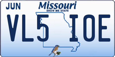 MO license plate VL5I0E
