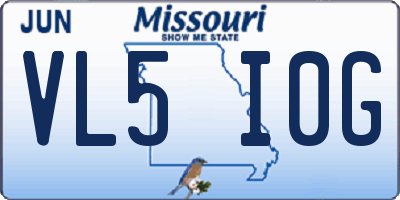 MO license plate VL5I0G