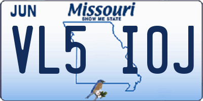 MO license plate VL5I0J