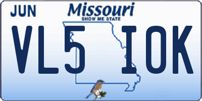 MO license plate VL5I0K